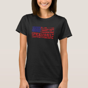 Distressed Usa Flag Pickleball For Men Women Kids T-Shirt