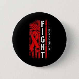 Distressed USA Flag Red Ribbon Fight Blood Cancer  2 Inch Round Button