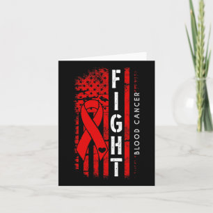 Distressed Usa Flag Red Ribbon Fight Blood Cancer Card