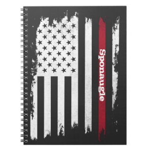Distressed USA Flag Red Stripe Personalized Name Notebook