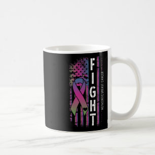 Distressed Usa Flag Ribbon Fight Metastatic Breast Coffee Mug