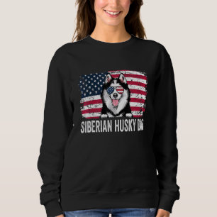 Distressed Usa Flag Siberian Husky Dad Fathers Day Sweatshirt