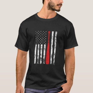 Distressed Usa Flag Themed Baseball Fans Batting T-Shirt