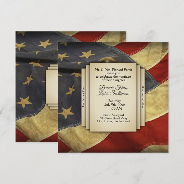Distressed USA Flag Wedding Invitation (Front/Back)