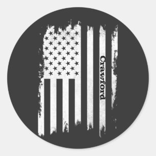 Distressed USA Flag White Stripe Personalized Name Classic Round Sticker
