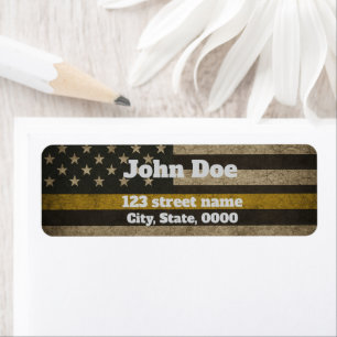 Distressed USA Flag with Thin Yellow Line 