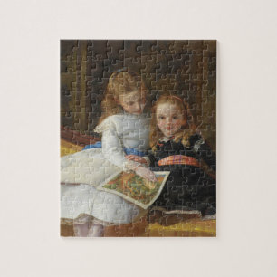 Distressed Victorian Two Young Girls Jigsaw Puzzle