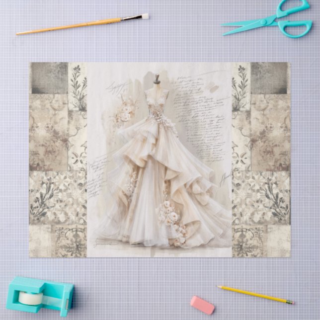 Distressed Victorian Vintage Dress Ephemera  Tissue Paper (Craft)