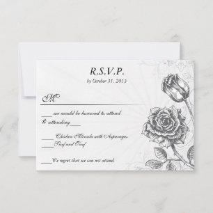 Distressed Victorian Vintage Tattoo Rose RSVP