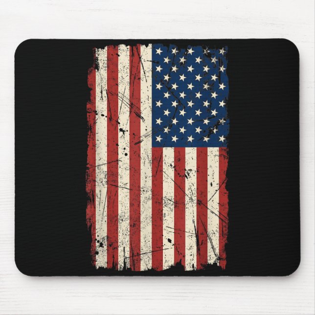 Distressed Vintage American Flag Vertical Mouse Pad (Front)