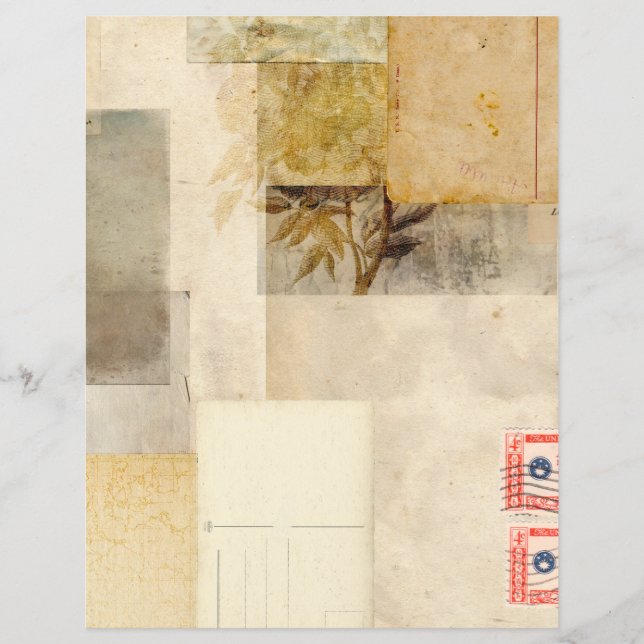 Distressed Vintage Leaves Journal Scrapbook Paper (Front)