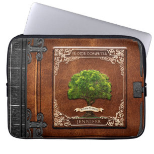 Distressed Vintage Old Leather Book Laptop Sleeve