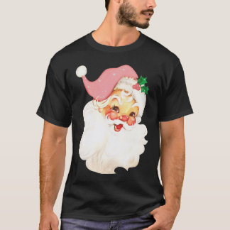 Distressed Vintage Pink Santa Claus Pink Christmas T-Shirt