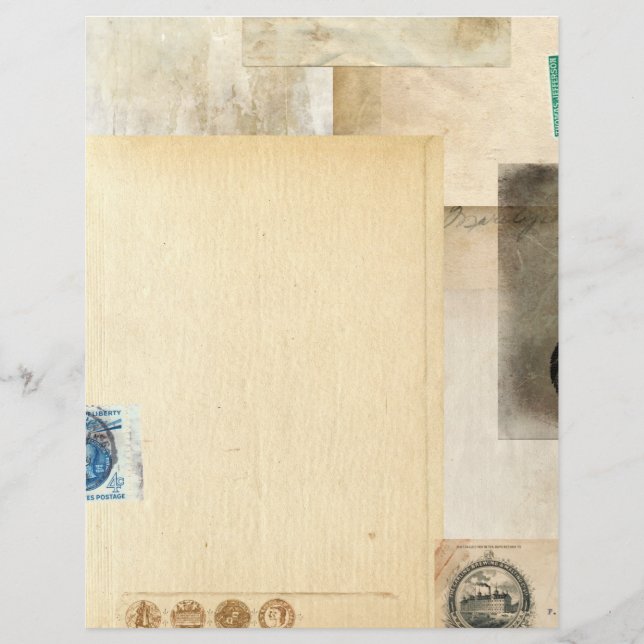 Distressed Vintage Post Journal Scrapbook Paper (Front)