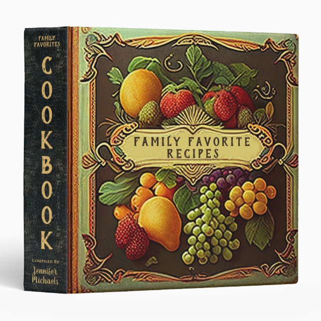 Distressed Vintage Recipe Cookbook 3 Ring Binder (Front/Spine)