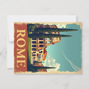 Distressed Vintage Rome Colosseum Travel Postcard