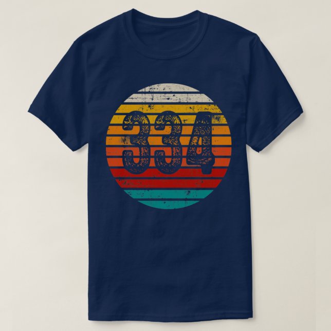 Distressed Vintage Sunset 334 Area Code T-Shirt (Design Front)