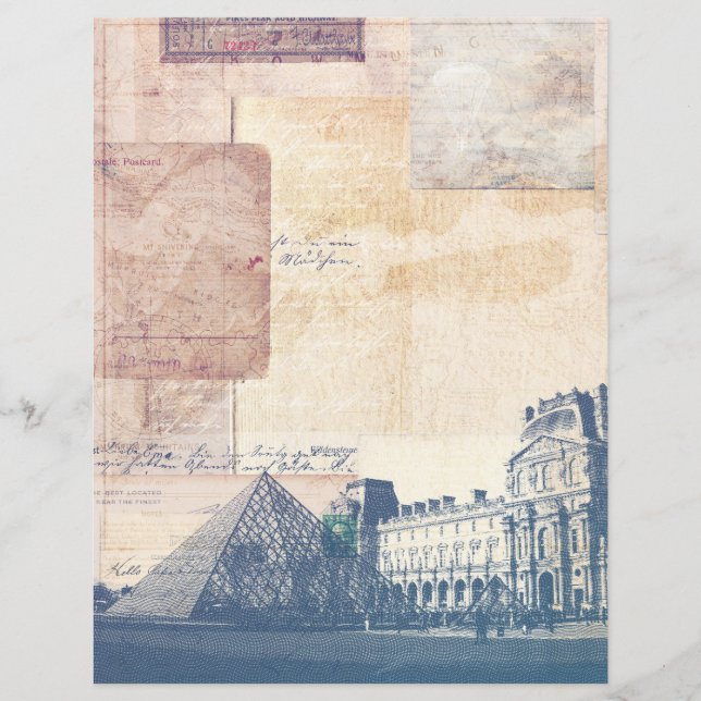 Distressed Vintage Travel Journal Scrapbook Paper (Front)
