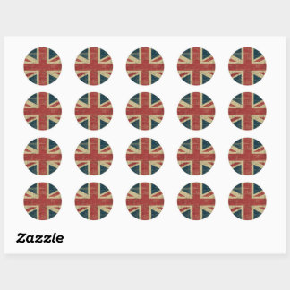 Distressed vintage Union Jack flag Classic Round Sticker
