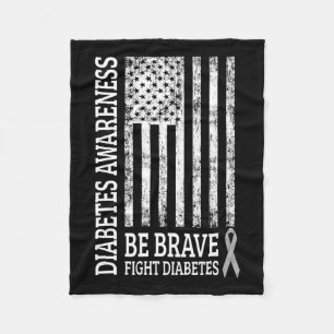 Distressed Vintage Usa Flag Diabetes Awareness Fleece Blanket