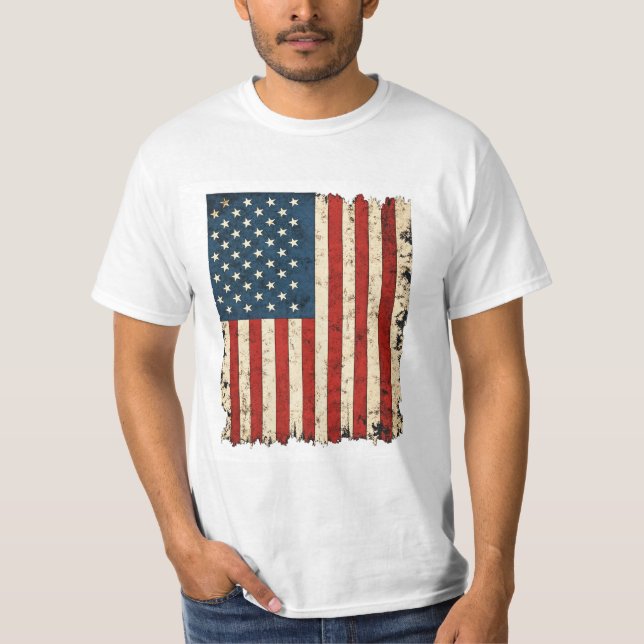 Distressed Vintage USA Flag  T-Shirt (Front)