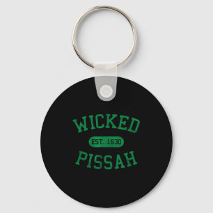 Distressed Vintage Wicked Ah Boston Ma Gag Bostoni Keychain