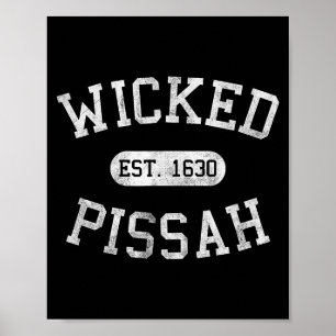 Distressed Vintage Wicked Ah Boston Ma Gag Bostoni Poster