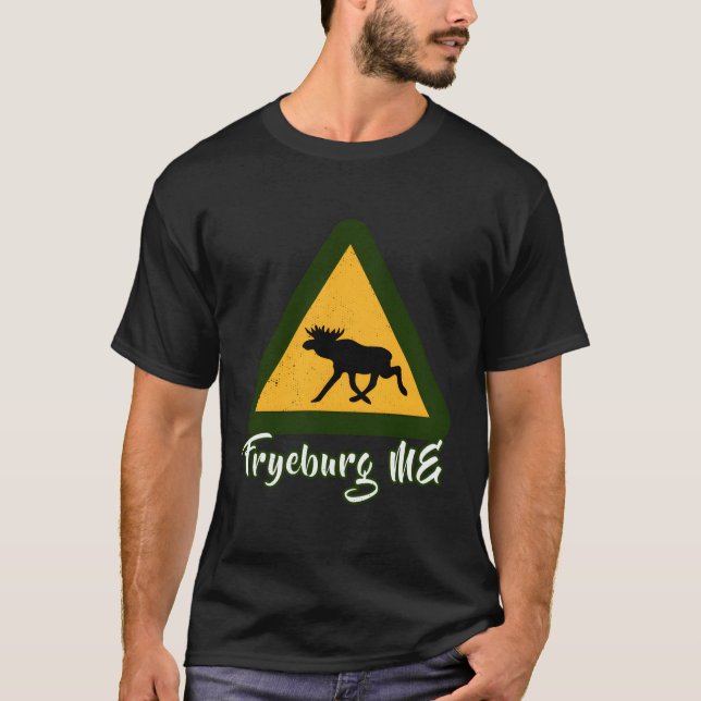 Distressed Visit Fryeburg Maine Vacation Moose Cro T-Shirt (Front)