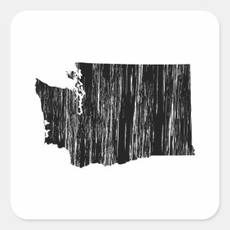 Distressed Washington State Outline Square Sticker