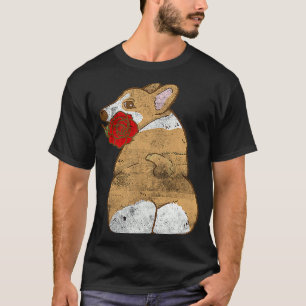 Distressed Welsh Corgi with Rose Dog Breeders Men T-Shirt