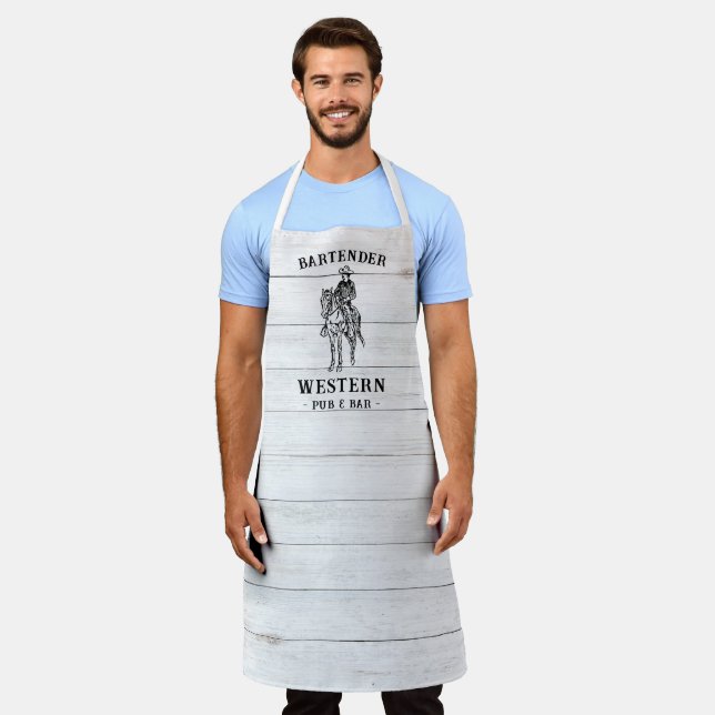 Distressed Western Cowboy Pub Bar Custom Bartender Apron (Worn)