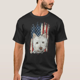 Distressed Westie American Flag Patriotic Dog T-Shirt