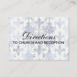 distressed white and royal blue damask pattern enclosure card