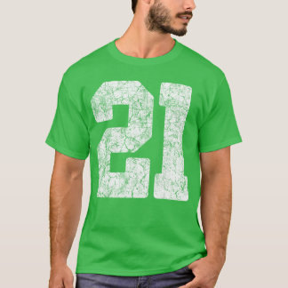 Distressed White Number 21 Jersey Player Uniform 2 T-Shirt