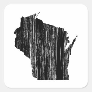 Distressed Wisconsin State Outline Square Sticker