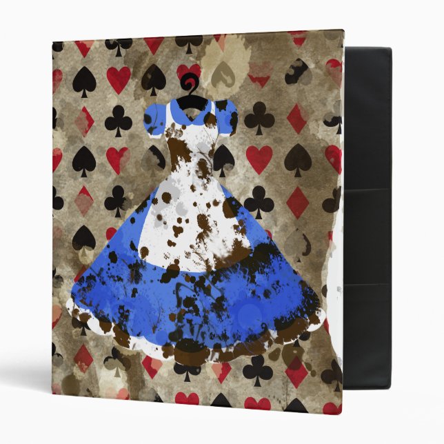 Distressed Wonderland Alice Pattern Binder (Front/Inside)