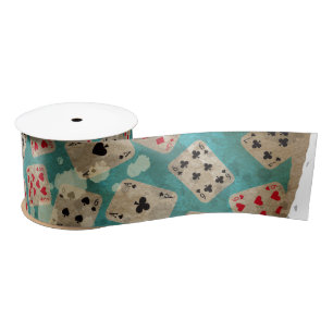 Distressed Wonderland Alice Pattern Satin Ribbon