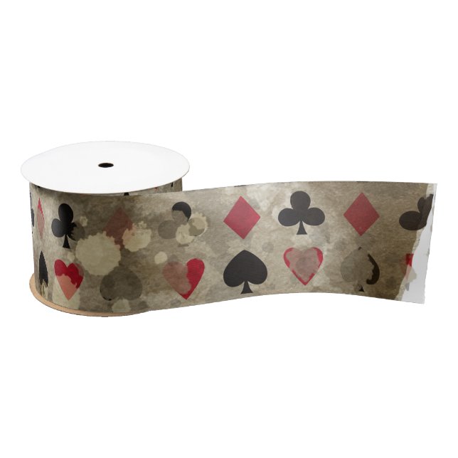 Distressed Wonderland Alice Pattern Satin Ribbon (Spool)