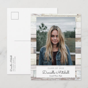 Distressed Wood Grad Photo Announcement Postcard