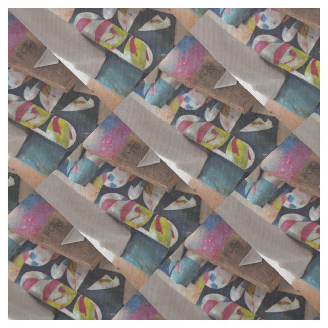 Distressed Wood & Graffiti Cotton Fabric (Swatch)
