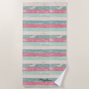 Distressed Wood Plank Personalized Beach Towel