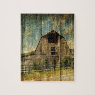 Distressed wood primitive Western Country Old Barn Jigsaw Puzzle
