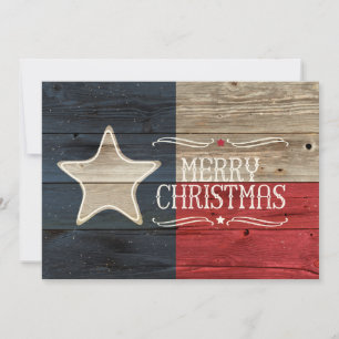 Distressed Wood Texas Flag Christmas Card