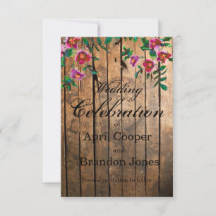 Distressed wood watercolor roses wedding save the date