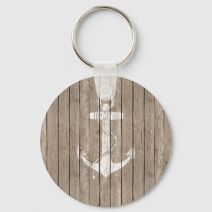 Distressed Wood with Anchor Keychain