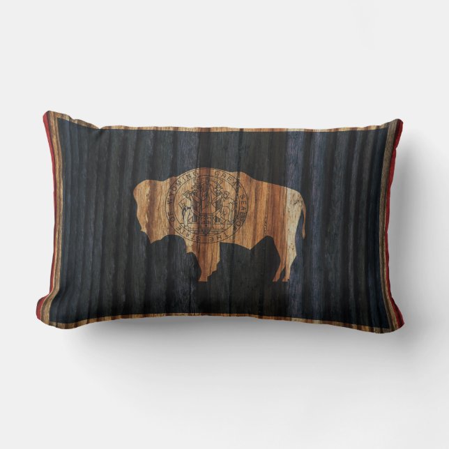 Distressed Wyoming Flag Lumbar Pillow (Front)