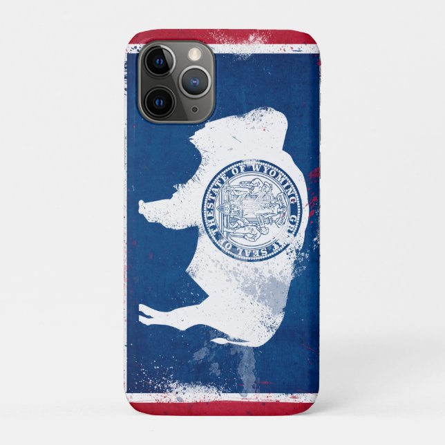 Distressed Wyoming State Flag Case-Mate iPhone Case (Back)