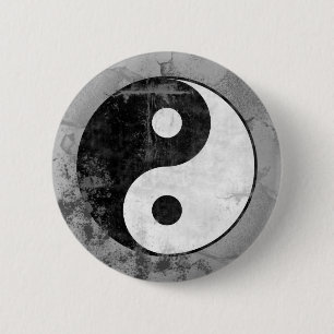 Distressed Yin Yang Symbol Button