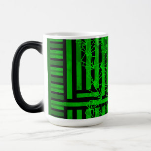 Distresssed Dark Sea green doodle flower striped Magic Mug