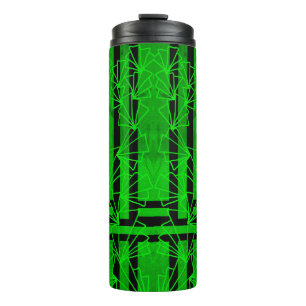 Distresssed Dark Sea green doodle flower striped Thermal Tumbler